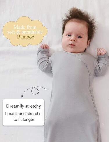 Bamboo Viscose Baby Gowns for Girls Long Sleeve Side Snaps Newborn Sleeper Gown in Saudi Arabia