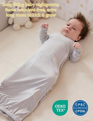 Bamboo Viscose Baby Gowns for Girls Long Sleeve Side Snaps Newborn Sleeper Gown in Saudi Arabia