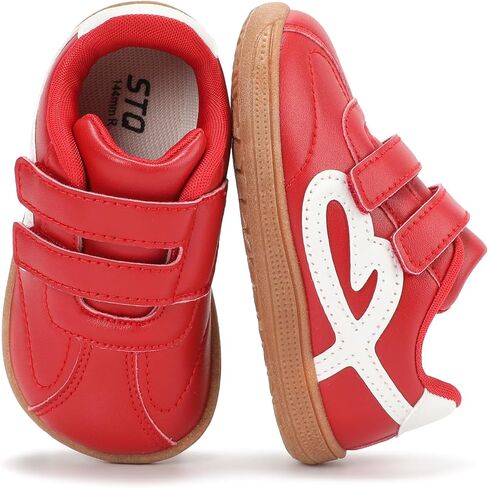 STQ Wide Toe Box Toddler Girls Sneaker Non Slip Barefoot Walking Shoes with Hook and Loop in Saudi Arabia