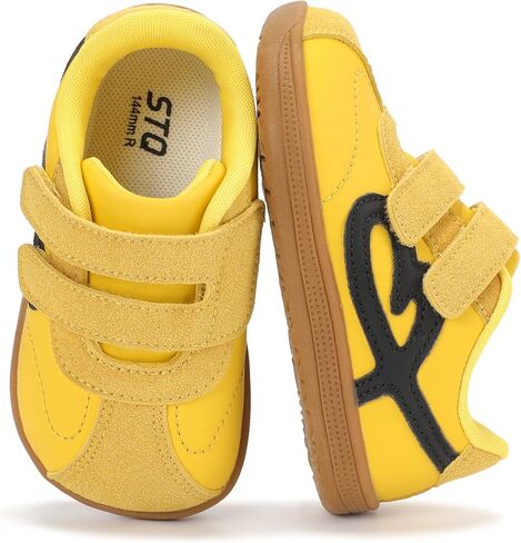 STQ Wide Toe Box Toddler Girls Sneaker Non Slip Barefoot Walking Shoes with Hook and Loop in Saudi Arabia