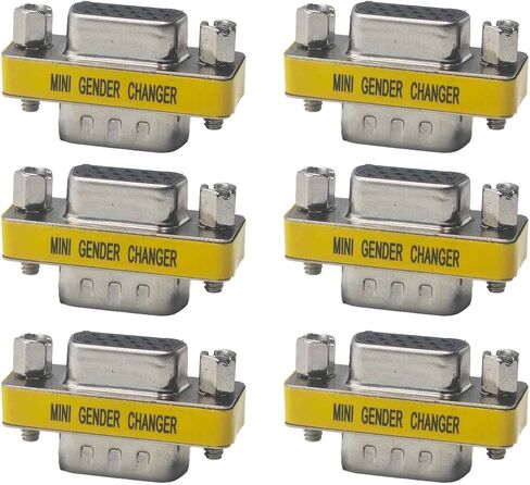 6Pcs VGA Mini Gender Changer Adapter, 15 Pin Male to Female Coupler for PC, Monitor in Saudi Arabia