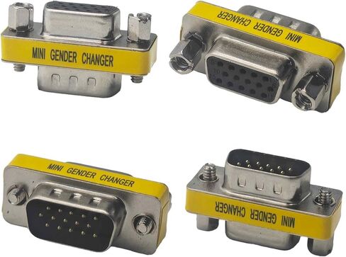 6Pcs VGA Mini Gender Changer Adapter, 15 Pin Male to Female Coupler for PC, Monitor in Saudi Arabia