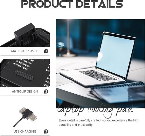 Alipis Silent Laptop Cooling Pad Stand with LED Fans, 14-inch Black Notebook Cooler for Gaming and Office Use, Multipurpose PC Holder Compatible with Laptops and Tablets in Saudi Arabia