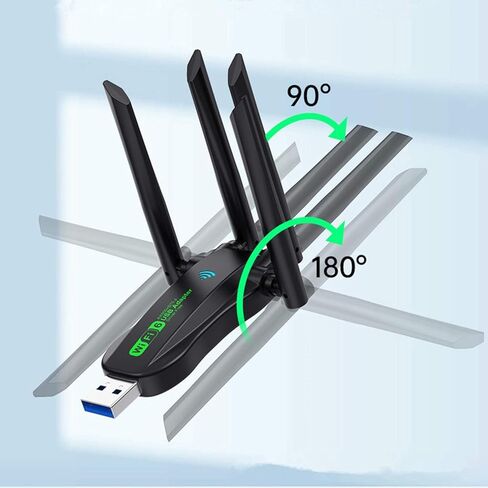 WiFi 6 USB Wireless Network Card with External Four Antennas Dual Band BT5.4 Adapter 600Mbps Max Transmission for Laptop in Saudi Arabia