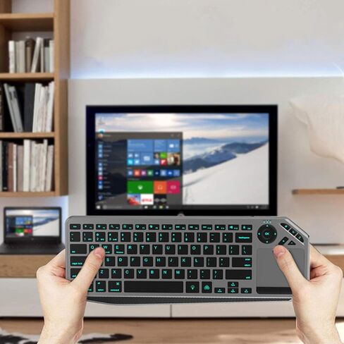 Wireless Keyboard with Touchpad, Color Backlit 2.4GHz Multimedia Hotkey Bluetooth Keyboard, Ultra Thin USB Rechargeable Touch Keyboards for PC, Tablet, TV, Smartphone in Saudi Arabia