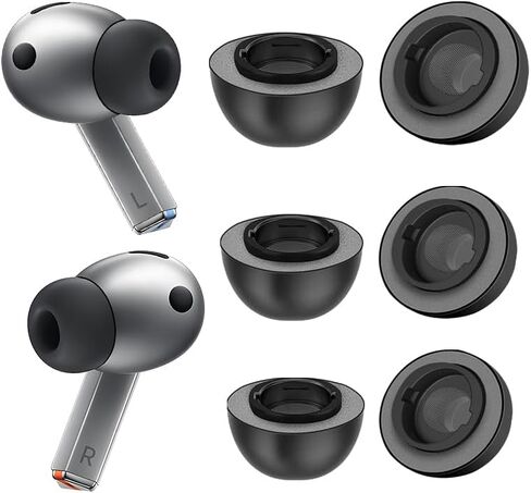 أطراف أذن من إسفنج الذاكرة لهاتف Samsung Galaxy Buds3 Pro، وGalaxy Buds Pro 3 مع درع من السيليكون، مريحة وملاءمة لا تتزعزع مع أطراف وسائد أذن من إسفنج الذاكرة، عزل فائق للضوضاء (أسود، متنوع S/M/L) in Saudi Arabia