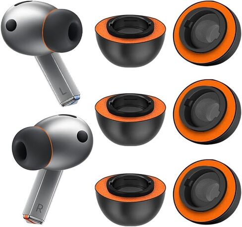 أطراف أذن من إسفنج الذاكرة لهاتف Samsung Galaxy Buds3 Pro، وGalaxy Buds Pro 3 مع درع من السيليكون، مريحة وملاءمة لا تتزعزع مع أطراف وسائد أذن من إسفنج الذاكرة، عزل فائق للضوضاء (أسود، متنوع S/M/L) in Saudi Arabia