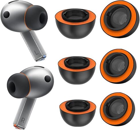 أطراف أذن من إسفنج الذاكرة لهاتف Samsung Galaxy Buds3 Pro، وGalaxy Buds Pro 3 مع درع من السيليكون، مريحة وملاءمة لا تتزعزع مع أطراف وسائد أذن من إسفنج الذاكرة، عزل فائق للضوضاء (أسود، متنوع S/M/L) in Saudi Arabia