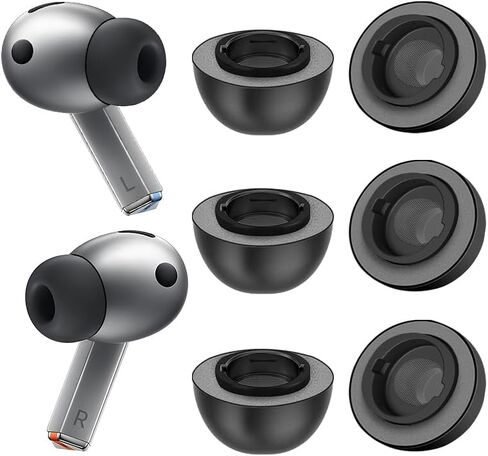أطراف أذن من إسفنج الذاكرة لهاتف Samsung Galaxy Buds3 Pro، وGalaxy Buds Pro 3 مع درع من السيليكون، مريحة وملاءمة لا تتزعزع مع أطراف وسائد أذن من إسفنج الذاكرة، عزل فائق للضوضاء (أسود، متنوع S/M/L) in Saudi Arabia