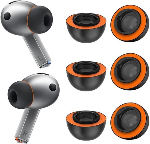 أطراف أذن من إسفنج الذاكرة لهاتف Samsung Galaxy Buds3 Pro، وGalaxy Buds Pro 3 مع درع من السيليكون، مريحة وملاءمة لا تتزعزع مع أطراف وسائد أذن من إسفنج الذاكرة، عزل فائق للضوضاء (أسود، متنوع S/M/L) in Saudi Arabia