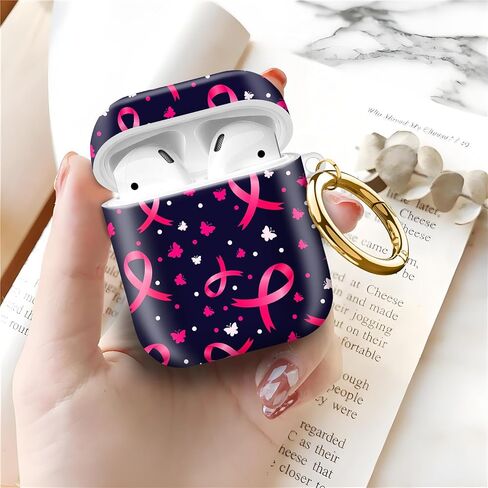 متوافق مع AirPods الجيل الثاني الأول، حافظة صلبة لطيفة مع سلسلة مفاتيح ذهبية، حافظة واقية ناعمة من مادة TPU للفتيات والنساء (شريط وردي لطيف) in Saudi Arabia