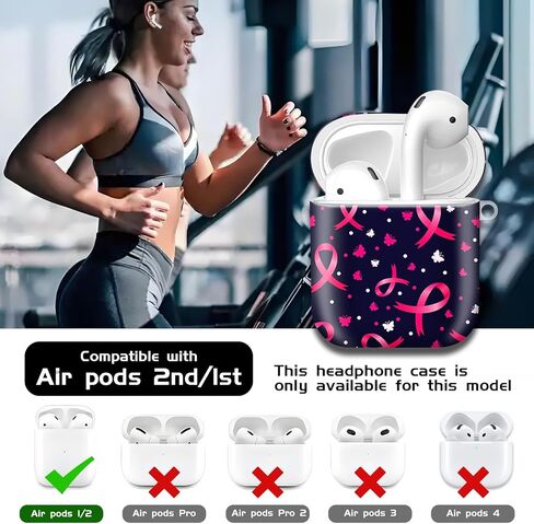 متوافق مع AirPods الجيل الثاني الأول، حافظة صلبة لطيفة مع سلسلة مفاتيح ذهبية، حافظة واقية ناعمة من مادة TPU للفتيات والنساء (شريط وردي لطيف) in Saudi Arabia
