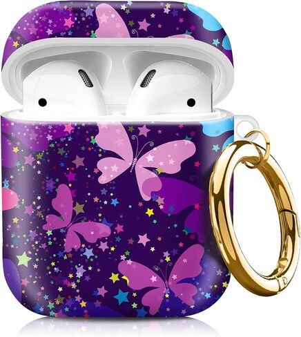 متوافق مع AirPods الجيل الثاني الأول، حافظة صلبة لطيفة مع سلسلة مفاتيح ذهبية، حافظة واقية ناعمة من مادة TPU للفتيات والنساء (شريط وردي لطيف) in Saudi Arabia