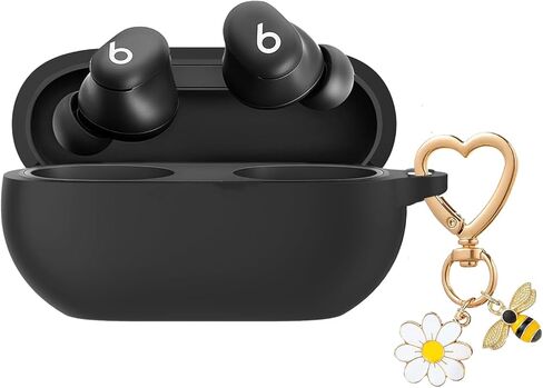غطاء حافظة Beats Solo Buds مع سلسلة مفاتيح ساحرة على شكل زهرة الأقحوان اللطيفة، غطاء جلد سيليكون ناعم مقاوم للصدمات ملحقات حافظة شحن Beats Solo الجديدة باللون الأرجواني الخزامى in Saudi Arabia