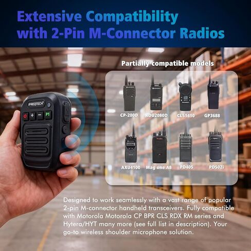 Walkie Talkie Wireless Handheld Speaker Mic, 2 Pin M-Connector Remote Microphone Compatible with Motorola R2 CP200D CP200 CP185 CLS1410 CLS1110 RMU2040 RMU2080D Yaesu FT-4XR FT-65R FT-25R Radio in Saudi Arabia