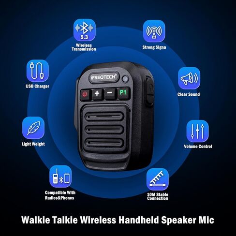 Walkie Talkie Wireless Handheld Speaker Mic, 2 Pin M-Connector Remote Microphone Compatible with Motorola R2 CP200D CP200 CP185 CLS1410 CLS1110 RMU2040 RMU2080D Yaesu FT-4XR FT-65R FT-25R Radio in Saudi Arabia