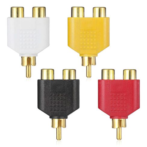 RCA Splitter, RCA Y Splitter Adapter 2 Female to 1 Male AV Adapter for Audio Video AV TV Cable Convert, Plug and Play, 4 Pcs in Saudi Arabia
