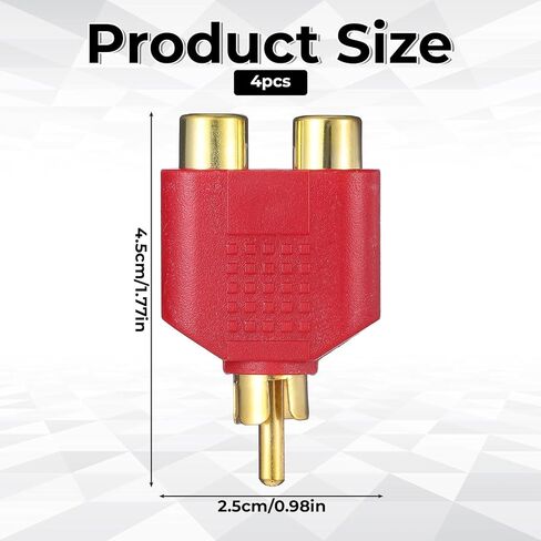RCA Splitter, RCA Y Splitter Adapter 2 Female to 1 Male AV Adapter for Audio Video AV TV Cable Convert, Plug and Play, 4 Pcs in Saudi Arabia