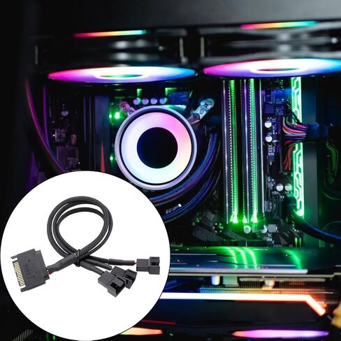 High Density Braideds Sleeve SATAs to 4Pin PC Fan Power Extension Splitter Cable in Saudi Arabia