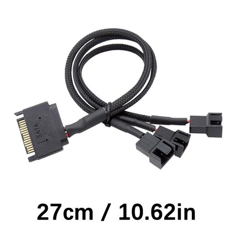 High Density Braideds Sleeve SATAs to 4Pin PC Fan Power Extension Splitter Cable in Saudi Arabia