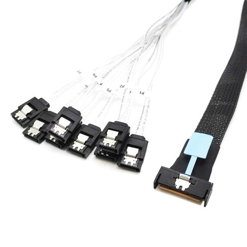 High Speed MCIO 8i 74P Male to 8xSATA Male Extension Cable Slim Adapter Cable Data Transfer Server Cablet 50cm in Saudi Arabia