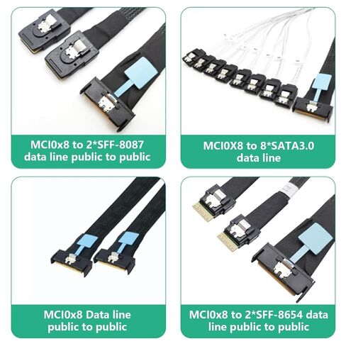 High Speed MCIO 8i 74P Male to 8xSATA Male Extension Cable Slim Adapter Cable Data Transfer Server Cablet 50cm in Saudi Arabia