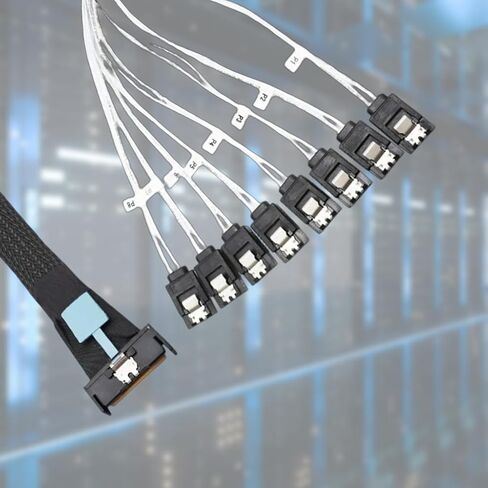 High Speed MCIO 8i 74P Male to 8xSATA Male Extension Cable Slim Adapter Cable Data Transfer Server Cablet 50cm in Saudi Arabia