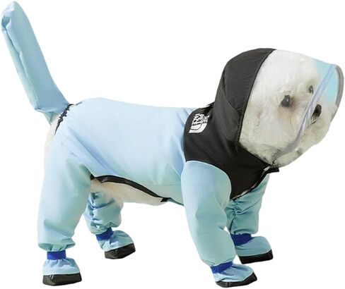 Waterproof Dog Raincoat with Clear Hood & Leash Hole Adjustable Dog Rain Jacket with Full-Leg Coverage for Dry Paws – Lightweight & Breathable for Small/Medium Dogs (Blue, XX-Large) in Saudi Arabia