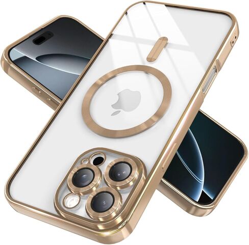 Magnetic Clear Case for iPhone 11 Pro Max with Full Camera Lens Protection,Compatible with MagSafe,Plating Soft TPU Phone Case,Anti-Scratch Shockproof Slim Cover for Women Gilrs Men - Sliver in Kuwait