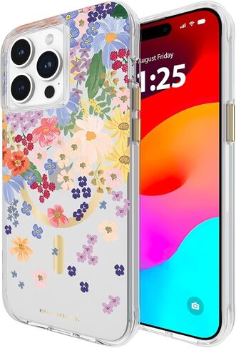 حافظة هاتف iPhone 15 Pro Max من شركة Rifle Paper Co [متوافقة مع MagSafe] [حماية من السقوط بطول 12 قدمًا] حافظة iPhone لطيفة مقاس 6.7 بوصات بنمط زهور، تقنية مضادة للخدش، مادة مقاومة للصدمات، مقاس نحيف - أزرق لحفلات الحديقة in Kuwait
