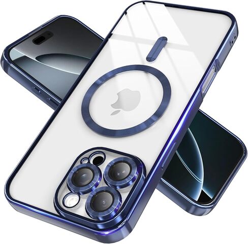 Magnetic Clear Case for iPhone 11 Pro Max with Full Camera Lens Protection,Compatible with MagSafe,Plating Soft TPU Phone Case,Anti-Scratch Shockproof Slim Cover for Women Gilrs Men - Sliver in Kuwait