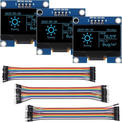 3 قطع 1.3 بوصة IIC I2C OLED وحدة عرض 128x64 بكسل SH1106 وحدة شاشة مع أسلاك توصيل اللوح M/F M/M F/F كابلات شريطية متعددة الألوان متوافقة مع Arduino/Raspberry Pi-Blue in Kuwait