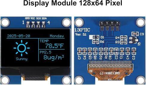 3 قطع 1.3 بوصة IIC I2C OLED وحدة عرض 128x64 بكسل SH1106 وحدة شاشة مع أسلاك توصيل اللوح M/F M/M F/F كابلات شريطية متعددة الألوان متوافقة مع Arduino/Raspberry Pi-Blue in Kuwait