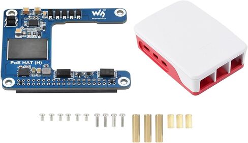 Waveshare PoE HAT (H) مع حافظة لـ Raspberry Pi 5 / CM 5، لوحة توسيع الطاقة عبر إيثرنت (H)، 802.3af/at معيار الشبكة، مزود طاقة معزول بوضع التبديل، مخرج 5 فولت 5 أمبير in Kuwait