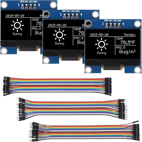 3 قطع 1.3 بوصة IIC I2C OLED وحدة عرض 128x64 بكسل SH1106 وحدة شاشة مع أسلاك توصيل اللوح M/F M/M F/F كابلات شريطية متعددة الألوان متوافقة مع Arduino/Raspberry Pi-Blue in Kuwait