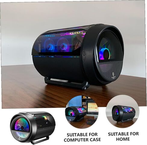 حقيبة كمبيوتر Sewroro Matx للألعاب مع لوحة زجاجية مقواة دائرية بانورامية RGB، ودعم تبريد المياه، باللون الأسود، للمكتب المنزلي وعشاق الألعاب in Kuwait