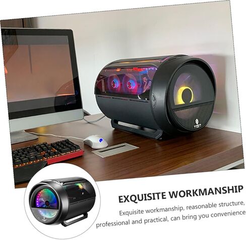 هيكل كمبيوتر الألعاب TEHAUX مع حافظة تبريد مياه RGB مستديرة بانورامية، أسود، مضيف سطح المكتب المتوافق مع اللوحة الأم Matx لعشاق الكمبيوتر in Saudi Arabia