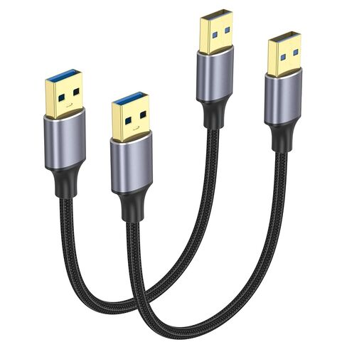 USB Cable 6 inch 2-Pack, Short USB A to USB A Cable Male to Male 3.0 Double Sided Cord 0.5FT Compatible with Hard Drive, Laptop Cooler, KVM, DVD Player and More in Saudi Arabia
