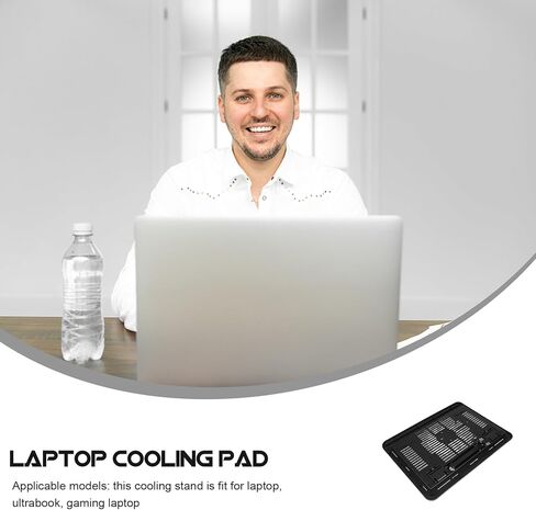 Laptop Cooling Pad and Stand with Quiet Fans Adjustable Black Laptop Cooler Base for Gaming and Office Use Non-Slip Computer Support in Saudi Arabia