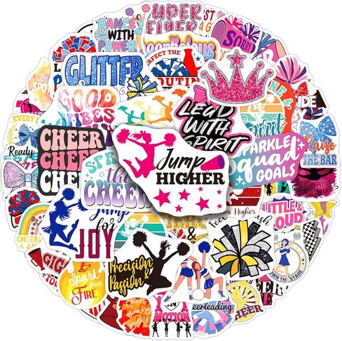 SigyoJeom 200PCS Cheer Stickers, Cheerleading Vinyl Stickers for Girls, Cheerleader Gifts & Party Favors Bulk for Team Spirit, Cheer Decals for Laptops Water Bottles Goodie Bags in Kuwait