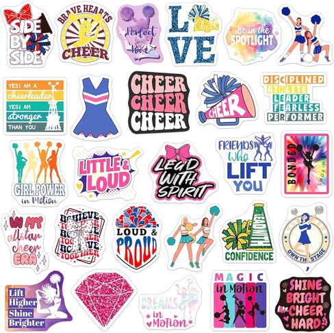 SigyoJeom 200PCS Cheer Stickers, Cheerleading Vinyl Stickers for Girls, Cheerleader Gifts & Party Favors Bulk for Team Spirit, Cheer Decals for Laptops Water Bottles Goodie Bags in Kuwait
