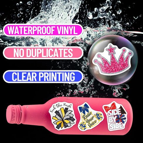 SigyoJeom 200PCS Cheer Stickers, Cheerleading Vinyl Stickers for Girls, Cheerleader Gifts & Party Favors Bulk for Team Spirit, Cheer Decals for Laptops Water Bottles Goodie Bags in Kuwait
