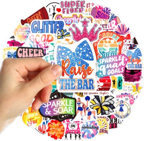 SigyoJeom 200PCS Cheer Stickers, Cheerleading Vinyl Stickers for Girls, Cheerleader Gifts & Party Favors Bulk for Team Spirit, Cheer Decals for Laptops Water Bottles Goodie Bags in Kuwait