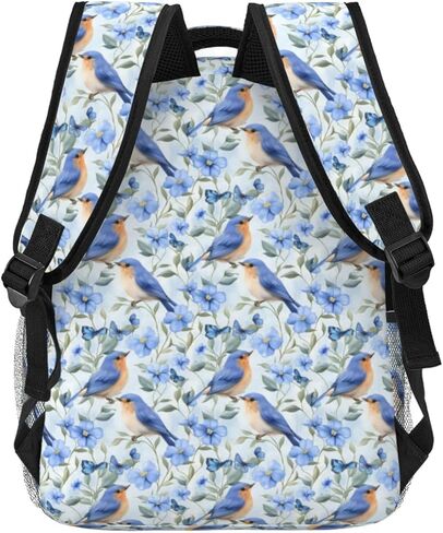 Bluebird Floral Casual Backpack, Lightweight Laptop Bag Daypack, Bird and Flower Backpacks for Women Girls Teens Students, Watercolor Nature Polyester Bookbag Gifts for School Work Travel Hiking in Saudi Arabia