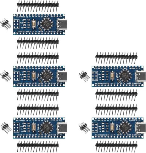AITRIP 5 قطع لوحات نانو USB-C، ATmega328P، CH340G Chip 5V 16M متوافقة مع Arduino Nano V3.0 in Kuwait