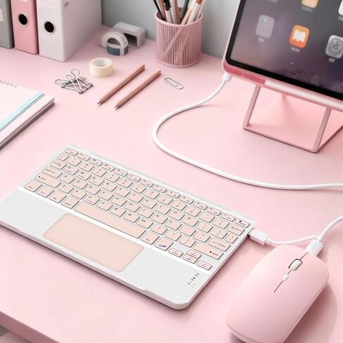Keyboard Case for Samsung Galaxy Tab A9 Plus/A9+ 11’’ 2023, Samsung A9 Plus Tablet Case with Pen Slot 7 Colors Backlight Detachable Folio Keyboard Cover with Mouse (SM-X210/X216/X218 .(Pink-M-T) in Saudi Arabia
