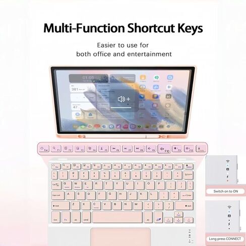 Keyboard Case for Samsung Galaxy Tab A9 Plus/A9+ 11’’ 2023, Samsung A9 Plus Tablet Case with Pen Slot 7 Colors Backlight Detachable Folio Keyboard Cover with Mouse (SM-X210/X216/X218 .(Pink-M-T) in Saudi Arabia