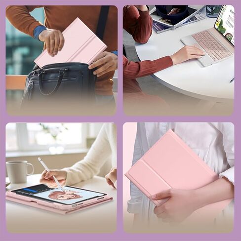 Keyboard Case for Samsung Galaxy Tab A9 Plus/A9+ 11’’ 2023, Samsung A9 Plus Tablet Case with Pen Slot 7 Colors Backlight Detachable Folio Keyboard Cover with Mouse (SM-X210/X216/X218 .(Pink-M-T) in Saudi Arabia