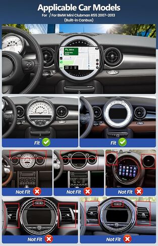 CamECHO 4+128GB راديو السيارة ستيريو لسيارات BMW Mini Cooper R56 2007-2013 Android 15 CarPlay Android Auto 9 بوصة Incell 1280 * 720 وحدة رأس شاشة تعمل باللمس مع نظام تحديد المواقع بلوتوث واي فاي FM RDS HD كاميرا احتياطية in Saudi Arabia