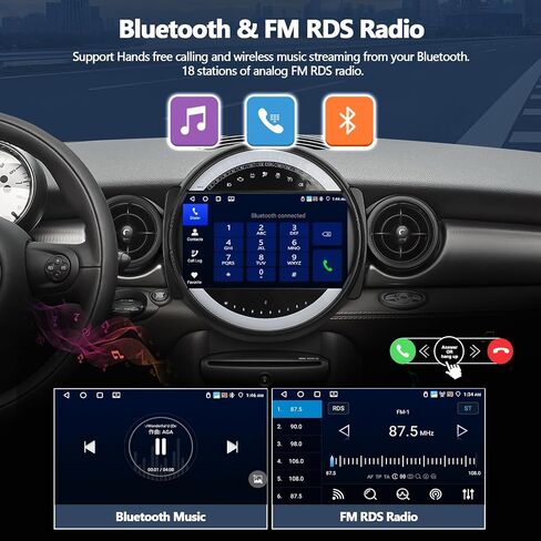 CamECHO 4+128GB راديو السيارة ستيريو لسيارات BMW Mini Cooper R56 2007-2013 Android 15 CarPlay Android Auto 9 بوصة Incell 1280 * 720 وحدة رأس شاشة تعمل باللمس مع نظام تحديد المواقع بلوتوث واي فاي FM RDS HD كاميرا احتياطية in Saudi Arabia